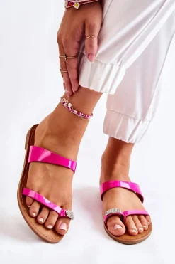 Damskie Boto Damskie Lakierowane Klapki Japonki Fuksja Jimena