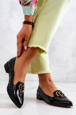 Damskie Boto Damskie Lakierowane Mokasyny Lordsy Nicole 2712/035 Czarne