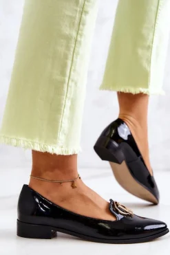 Damskie Boto Damskie Lakierowane Mokasyny Lordsy Nicole 2712/035 Czarne