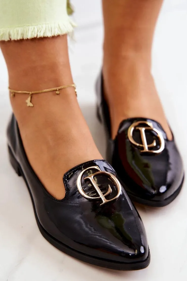 Damskie Boto Damskie Lakierowane Mokasyny Lordsy Nicole 2712/035 Czarne