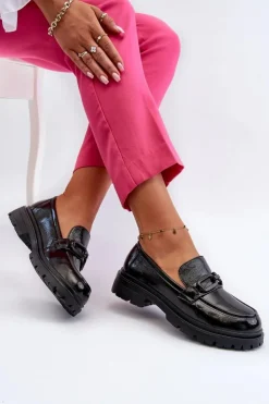 Damskie Buty damskie Vinceza Damskie Lakierowane Mokasyny Ze Skóry Naturalnej Czarne Imbleria