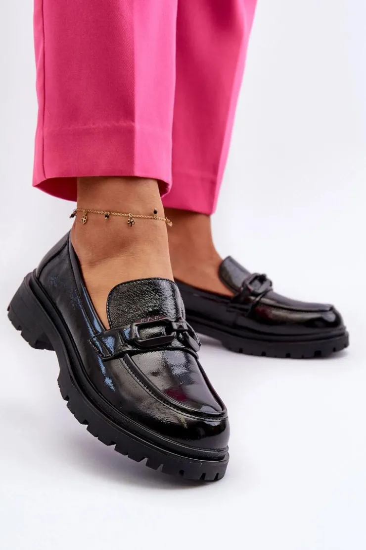 Damskie Buty damskie Vinceza Damskie Lakierowane Mokasyny Ze Skóry Naturalnej Czarne Imbleria