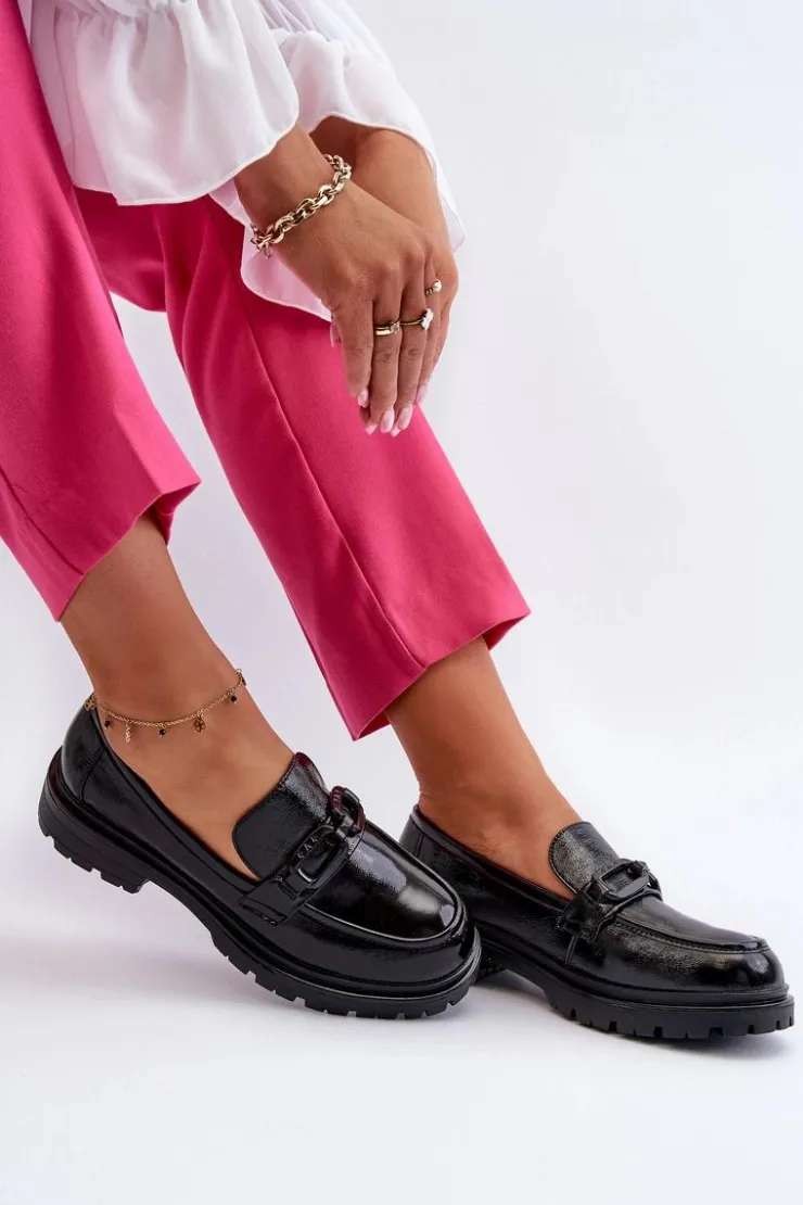 Damskie Buty damskie Vinceza Damskie Lakierowane Mokasyny Ze Skóry Naturalnej Czarne Imbleria