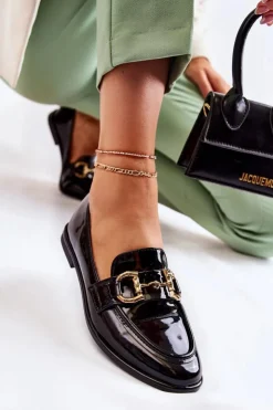 Boto Mokasyny Damskie Lakierowane*Damskie Lakierowane Mokasyny Czarne Coriso