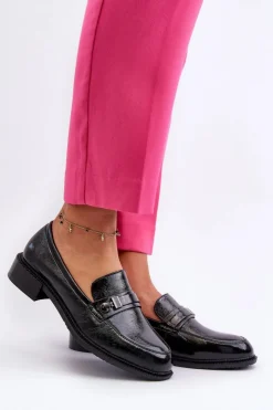 Outlet Buty damskie Vinceza Damskie Lakierowane Mokasyny Czarne Nerilaja Czarny