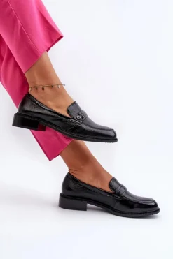 Outlet Buty damskie Vinceza Damskie Lakierowane Mokasyny Czarne Nerilaja Czarny