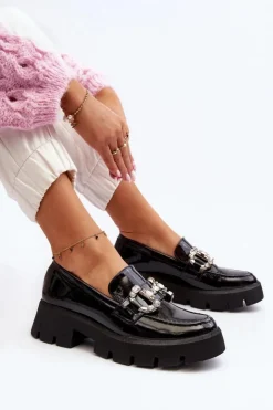 Boto Mokasyny Damskie Lakierowane|Mokasyny Na Platformie*Damskie Lakierowane Mokasyny Z Ozdobą Czarne Arsaba
