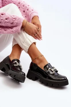 Boto Mokasyny Damskie Lakierowane|Mokasyny Na Platformie*Damskie Lakierowane Mokasyny Z Ozdobą Czarne Arsaba