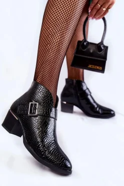 Damskie Buty damskie Vinceza Damskie Lakierowane Ocieplane Botki Czarne Hege