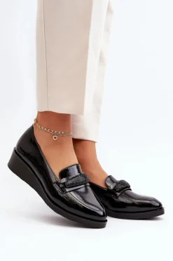 Damskie Buty damskie Vinceza Damskie Lakierowane Półbuty Loafery Czarne Polike