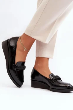 Damskie Buty damskie Vinceza Damskie Lakierowane Półbuty Loafery Czarne Polike