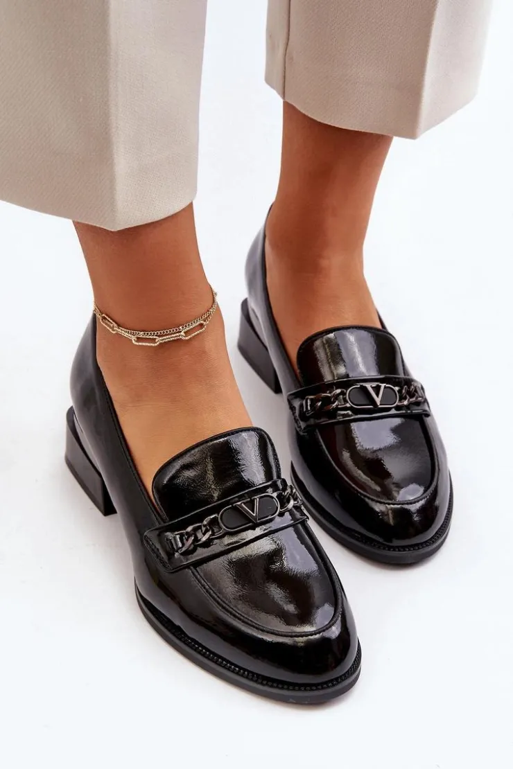 Discount Buty damskie Vinceza Damskie Lakierowane Półbuty Na Niskim Obcasie Czarne Albreide