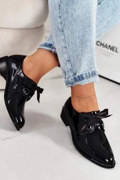 Laura Messi Półbuty Lakierowane|Półbuty Skórzane*Damskie Lakierowane Półbuty 2044 Czarne