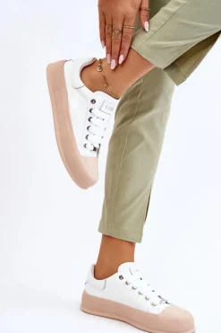 Damskie GOE Damskie Lakierowane Trampki Na Platformie LL2N4020 Białe