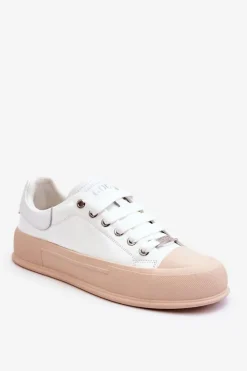 Damskie GOE Damskie Lakierowane Trampki Na Platformie LL2N4020 Białe