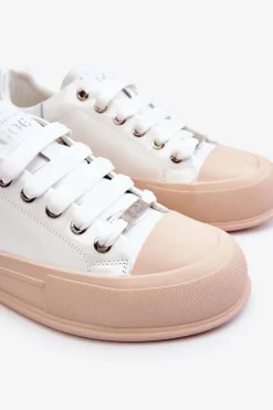 Damskie GOE Damskie Lakierowane Trampki Na Platformie LL2N4020 Białe