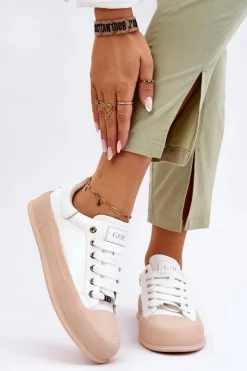 Damskie GOE Damskie Lakierowane Trampki Na Platformie LL2N4020 Białe