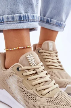 Big Star Shoes Buty Sportowe Big Star|Sneakersy Damskie*Damskie Lekkie Buty Sportowe Memory Foam System Big Star LL274294 Beżowe