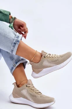 Big Star Shoes Buty Sportowe Big Star|Sneakersy Damskie*Damskie Lekkie Buty Sportowe Memory Foam System Big Star LL274294 Beżowe