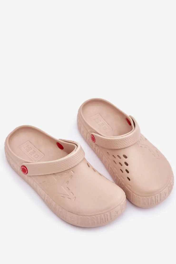 Big Star Shoes Damskie Lekkie Klapki Big Star II275012 Beżowe Beżowy