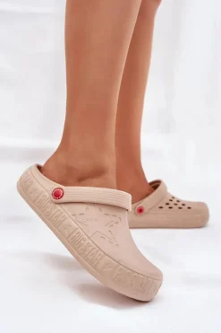 Big Star Shoes Damskie Lekkie Klapki Big Star II275012 Beżowe Beżowy