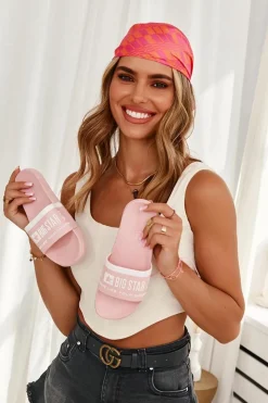 Big Star Shoes Klapki Sportowe|Klapki Damskie Big Star*Damskie Lekkie Klapki Big Star LL274730 Jasnoróżowe