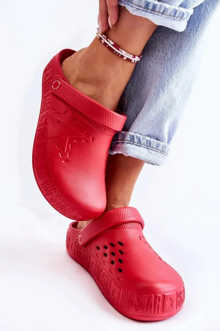 Big Star Shoes Klapki Damskie Klasyczne*Damskie Lekkie Klapki Big Star II275004 Czerwone