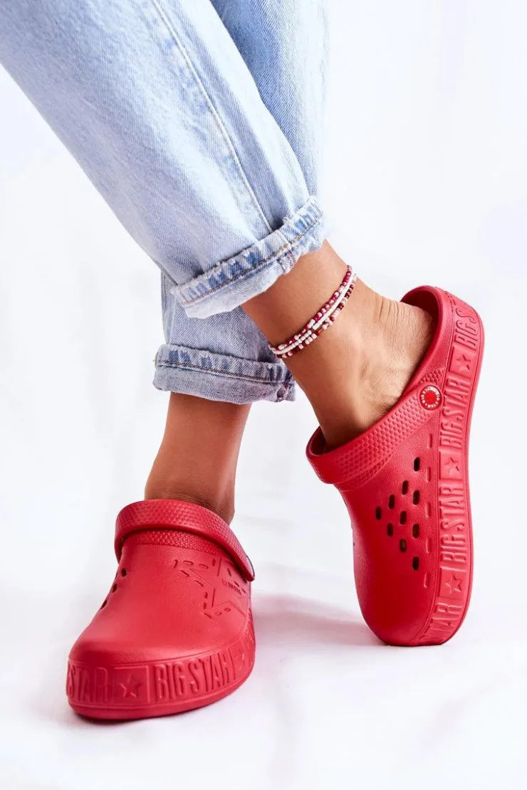 Big Star Shoes Klapki Damskie Klasyczne*Damskie Lekkie Klapki Big Star II275004 Czerwone