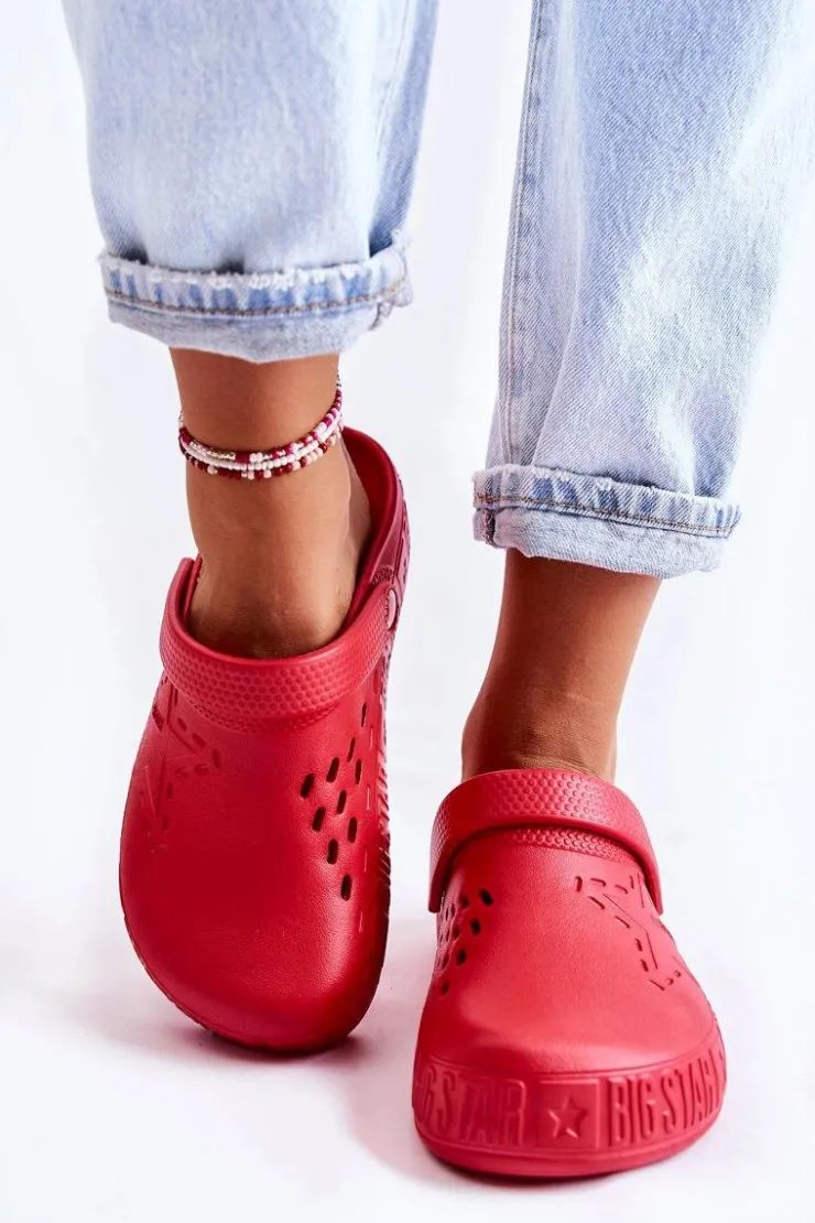 Big Star Shoes Klapki Damskie Klasyczne*Damskie Lekkie Klapki Big Star II275004 Czerwone