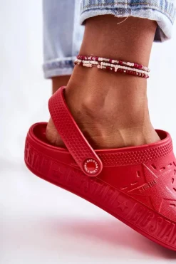 Big Star Shoes Klapki Damskie Klasyczne*Damskie Lekkie Klapki Big Star II275004 Czerwone