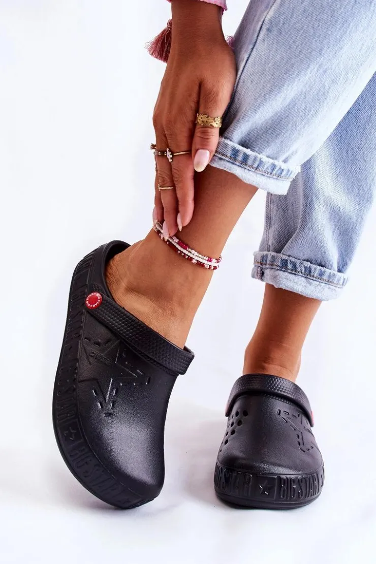 Big Star Shoes Klapki Damskie Klasyczne*Damskie Lekkie Klapki Big Star II275001 Czarne Czarny