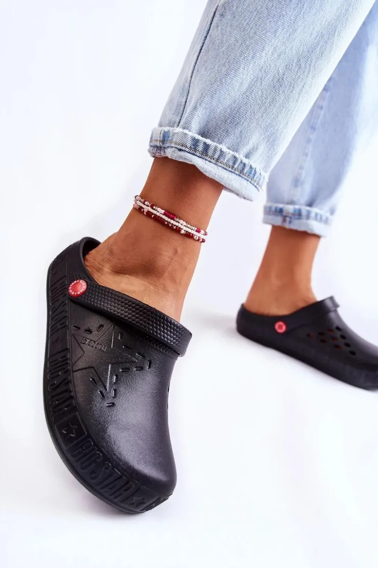 Big Star Shoes Klapki Damskie Klasyczne*Damskie Lekkie Klapki Big Star II275001 Czarne Czarny