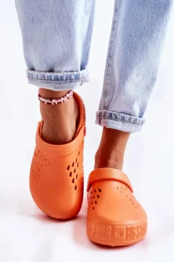 Damskie Big Star Shoes Damskie Lekkie Klapki Big Star II275005 Pomarańczowe