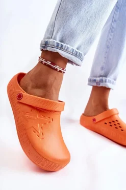 Damskie Big Star Shoes Damskie Lekkie Klapki Big Star II275005 Pomarańczowe