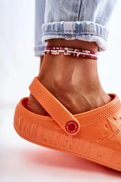 Damskie Big Star Shoes Damskie Lekkie Klapki Big Star II275005 Pomarańczowe