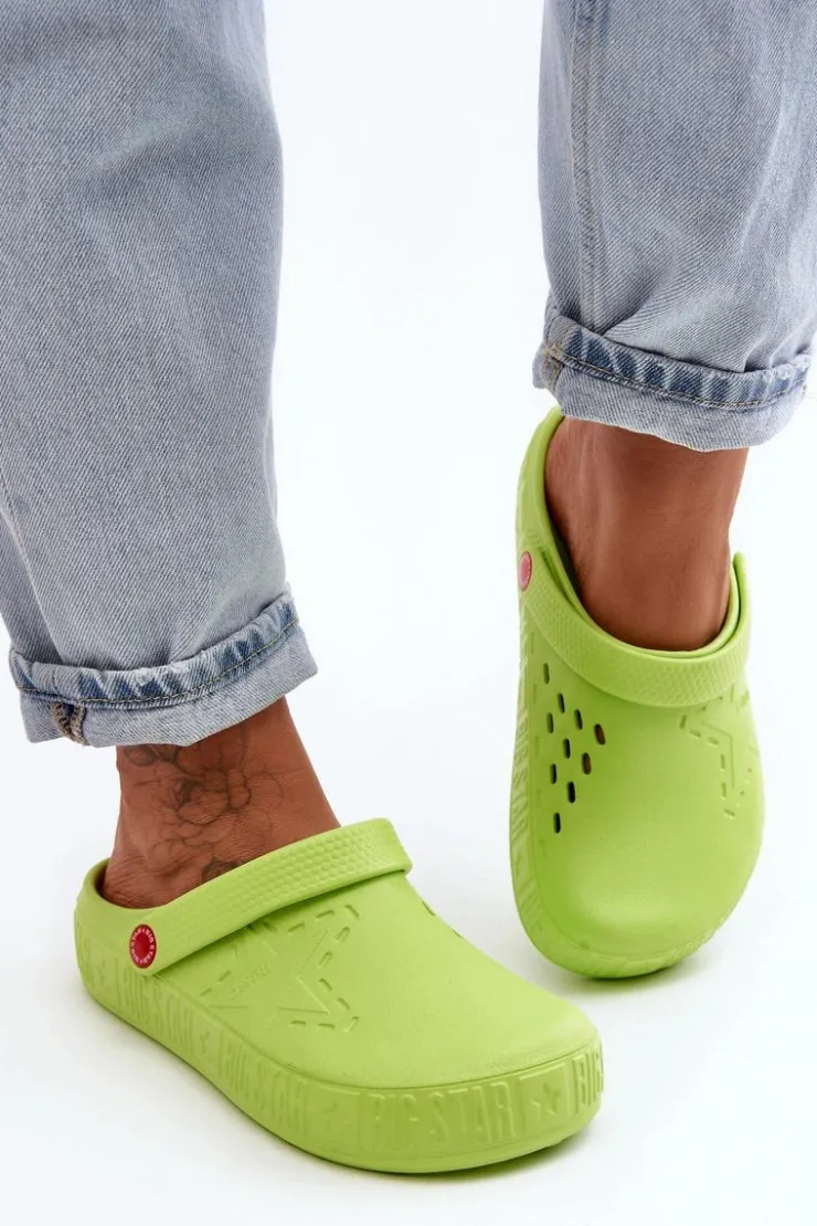 Big Star Shoes Klapki Damskie Klasyczne*Damskie Lekkie Klapki Chodaki Big Star II275006 Zielone