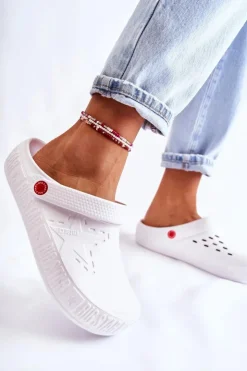 Big Star Shoes Klapki Damskie Klasyczne*Damskie Lekkie Klapki Chodaki Big Star II275003 Białe Biały