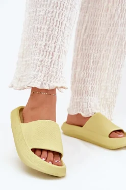 Damskie Boto Damskie Lekkie Piankowe Klapki Na Grubej Podeszwie Limonkowe Querceria