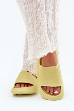 Damskie Boto Damskie Lekkie Piankowe Klapki Na Grubej Podeszwie Limonkowe Querceria