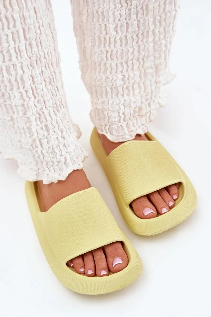 Damskie Boto Damskie Lekkie Piankowe Klapki Na Grubej Podeszwie Limonkowe Querceria