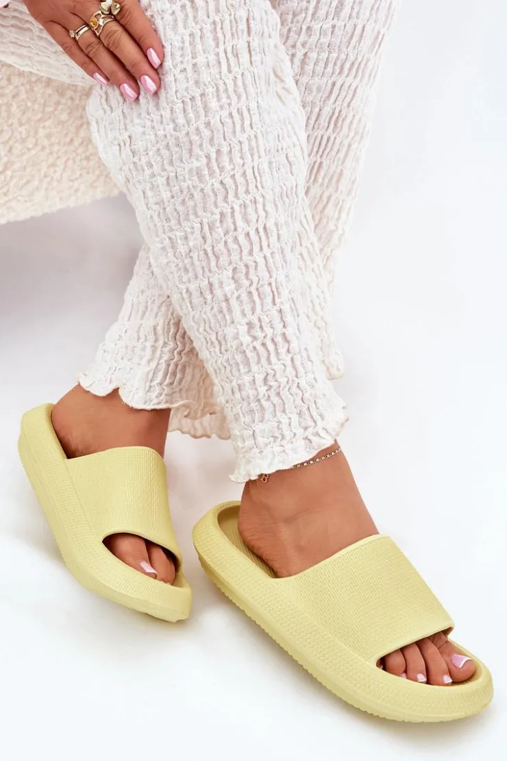 Damskie Boto Damskie Lekkie Piankowe Klapki Na Grubej Podeszwie Limonkowe Querceria