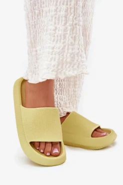 Damskie Boto Damskie Lekkie Piankowe Klapki Na Grubej Podeszwie Limonkowe Querceria