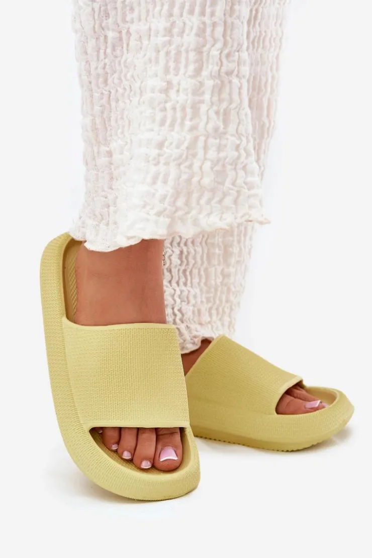 Damskie Boto Damskie Lekkie Piankowe Klapki Na Grubej Podeszwie Limonkowe Querceria