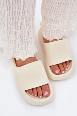 Damskie Boto Damskie Lekkie Piankowe Klapki Na Grubej Podeszwie Ecru Querceria