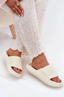 Damskie Boto Damskie Lekkie Piankowe Klapki Na Grubej Podeszwie Ecru Querceria