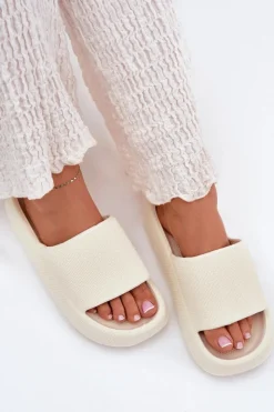 Damskie Boto Damskie Lekkie Piankowe Klapki Na Grubej Podeszwie Ecru Querceria