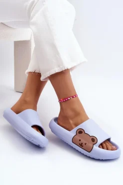 Boto Klapki Basenowe|Klapki Damskie Klasyczne*Damskie Lekkie Piankowe Klapki Motyw Misia Niebieskie Parisso