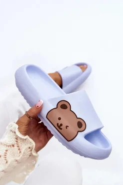 Boto Klapki Basenowe|Klapki Damskie Klasyczne*Damskie Lekkie Piankowe Klapki Motyw Misia Niebieskie Parisso