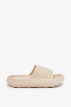 New Boto Damskie Lekkie Piankowe Klapki Na Grubej Podeszwie Beżowe Querceria