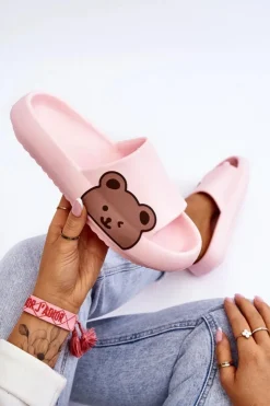 Boto Klapki Basenowe|Klapki Damskie Klasyczne*Damskie Lekkie Piankowe Klapki Motyw Misia Różowe Parisso